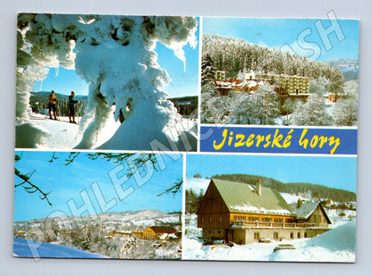 Pohlednice Jizerské hory zimní scenérie prošlá 1992 (M8254)