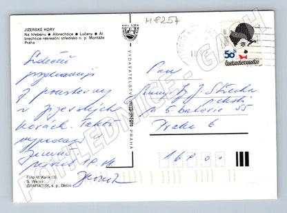 Pohlednice Jizerské hory zimní scenérie prošlá 1992 (M8254)