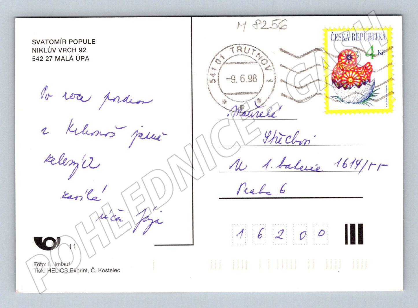 Pohlednice Bouda Grizzly Horní Malá Úpa Krkonoše 1998 (M8256)