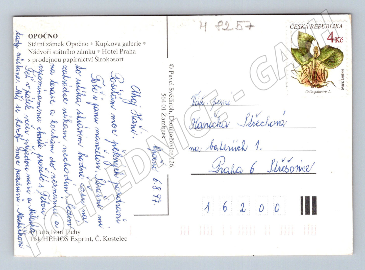 Pohlednice Opočno státní zámek kolorovaná 1997 (M8257)