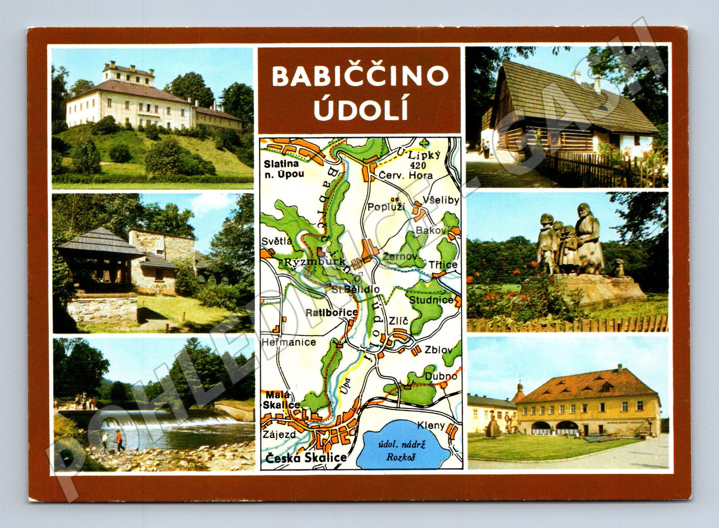 Pohlednice Babiččino údolí Ratibořice koláž mapa (M8265)