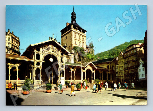 Pohlednice Karlovy Vary Zámecká věž kolonáda známka (M8272)