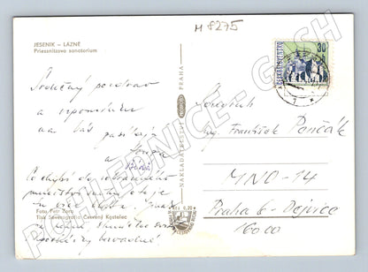 Pohlednice Jeseník Priessnitzovo sanatorium zima zaslaná (M8275)