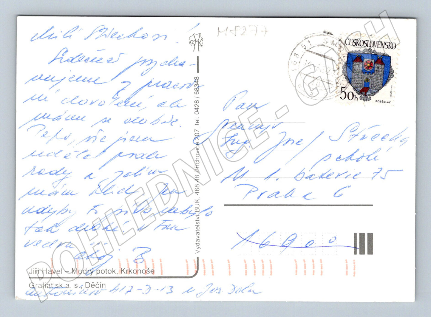 Pohlednice Modrý potok Krkonoše 1978 prošlá (M8277)