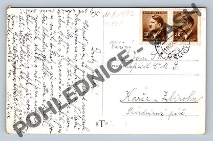 Pohlednice Mělník zámek most 1943 (M828)