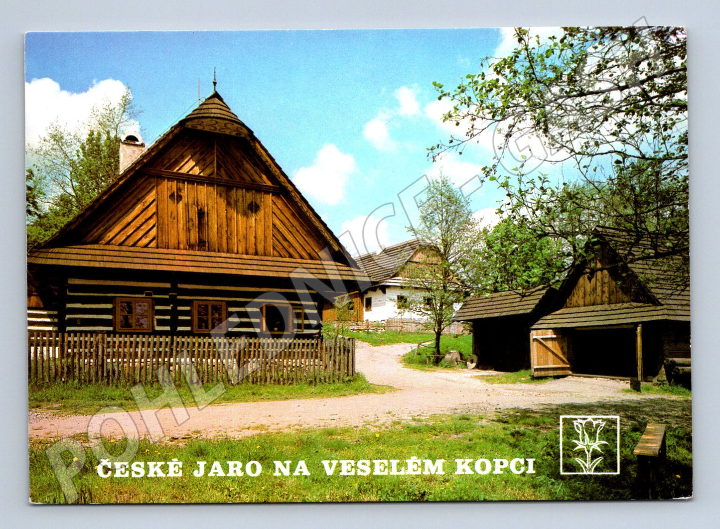 Pohlednice Veselý Kopec lidové stavby jaro Vysočina (M8289)