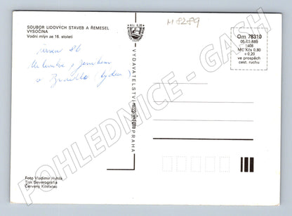 Pohlednice Veselý Kopec lidové stavby jaro Vysočina (M8289)