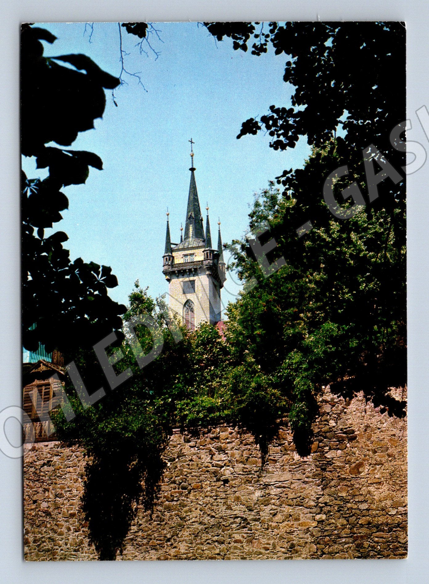 Pohlednice Polička věž chrámu sv Jakuba hradby 1991 (M8305)