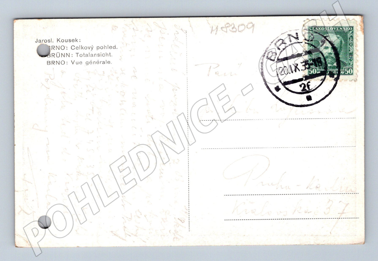 Pohlednice Brno Špilberk katedrála malý formát 1935 (M8309)