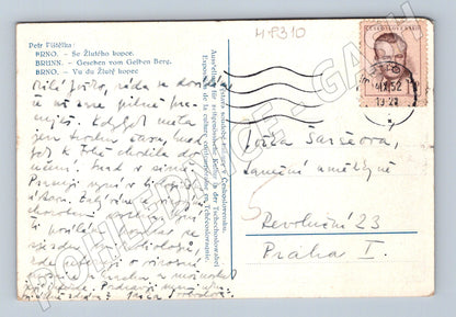 Pohlednice Brno katedrála Špilberk starší pohled prošlá 1952 (M8310)