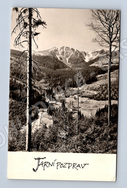Pohlednice Jarní pozdrav horská krajina ČSR popsaná stará (M8311)