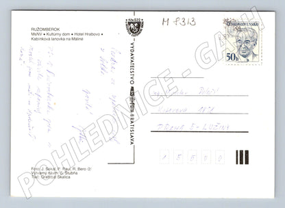 Pohlednice Ružomberok kulturní dům hotel lanovka prošlá (M8313)