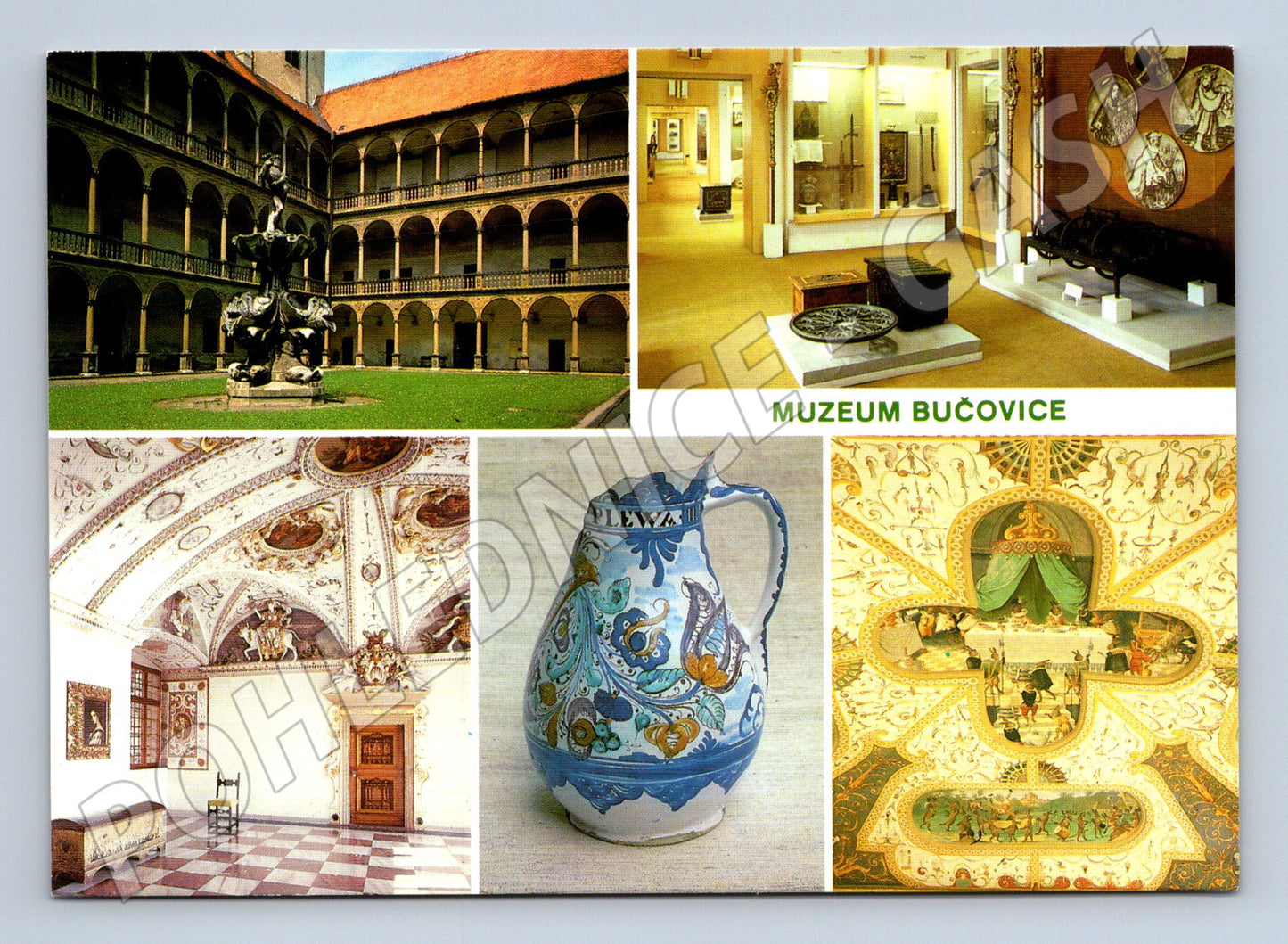 Postcard Bučovice museum Renaissance chateau arcades exposition (M8314)