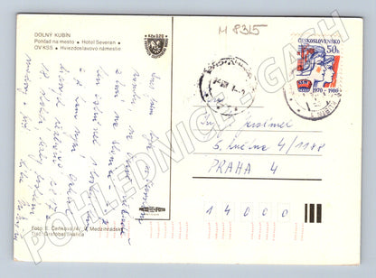Pohlednice Dolný Kubín hotel Severan 80 léta odeslaná (M8315)