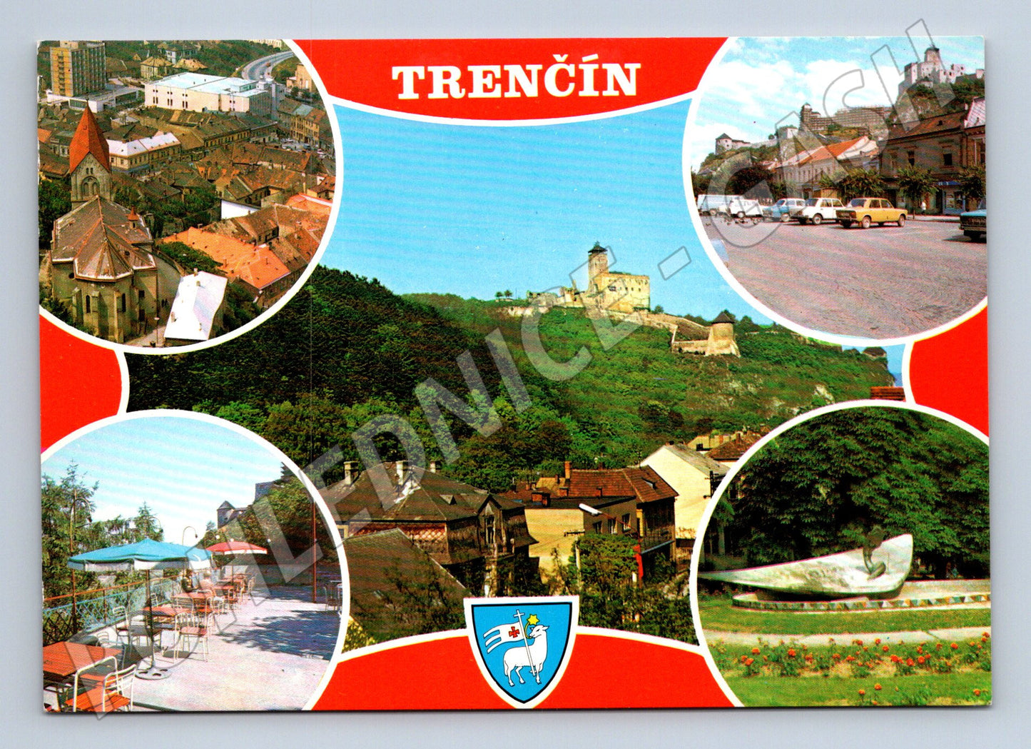 Pohlednice Trenčín koláž hrad park město Slovensko (M8321)