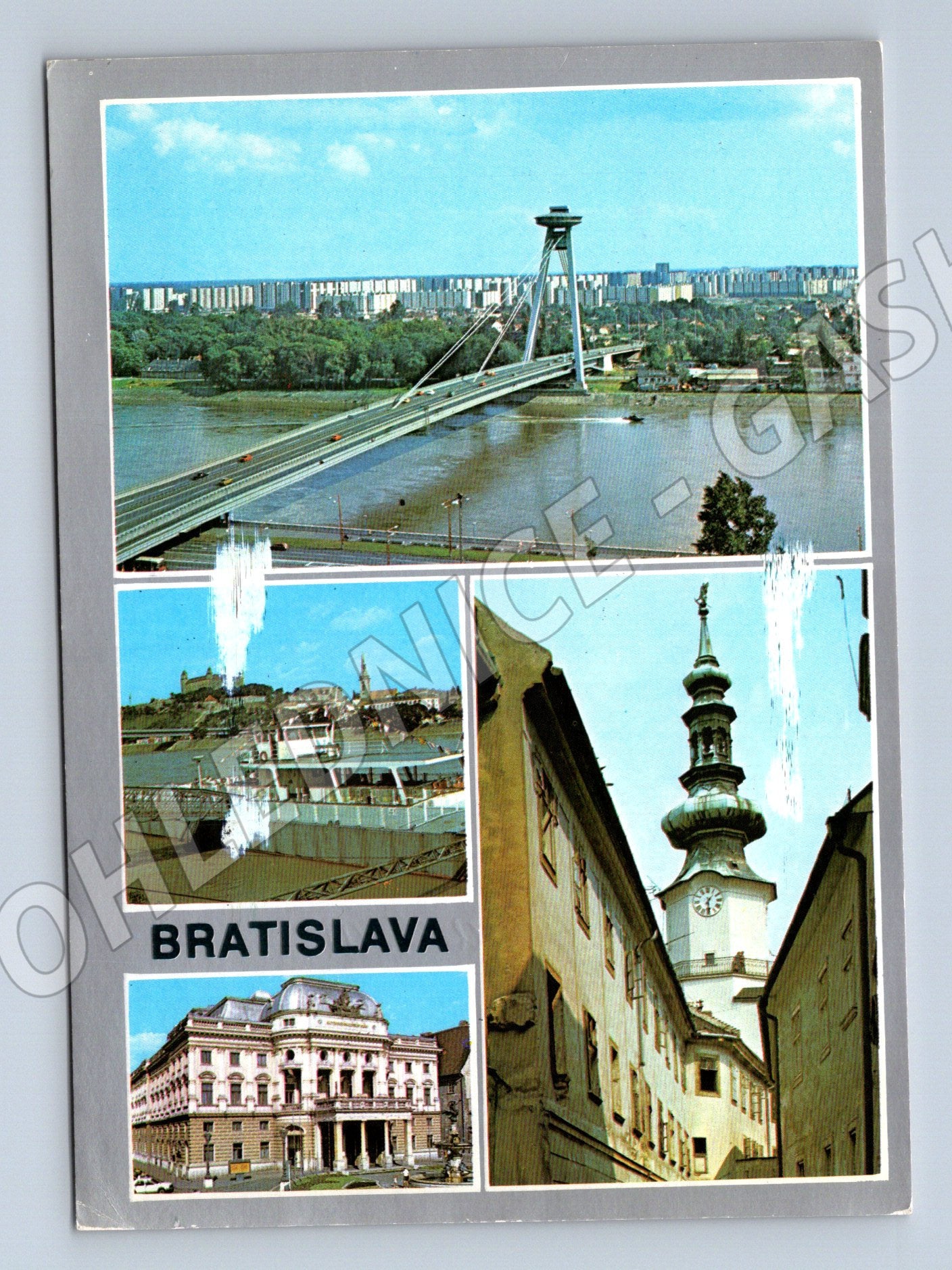 Postcard Bratislava SNP Bridge Danube Michael's Gate Theatre (M8324)