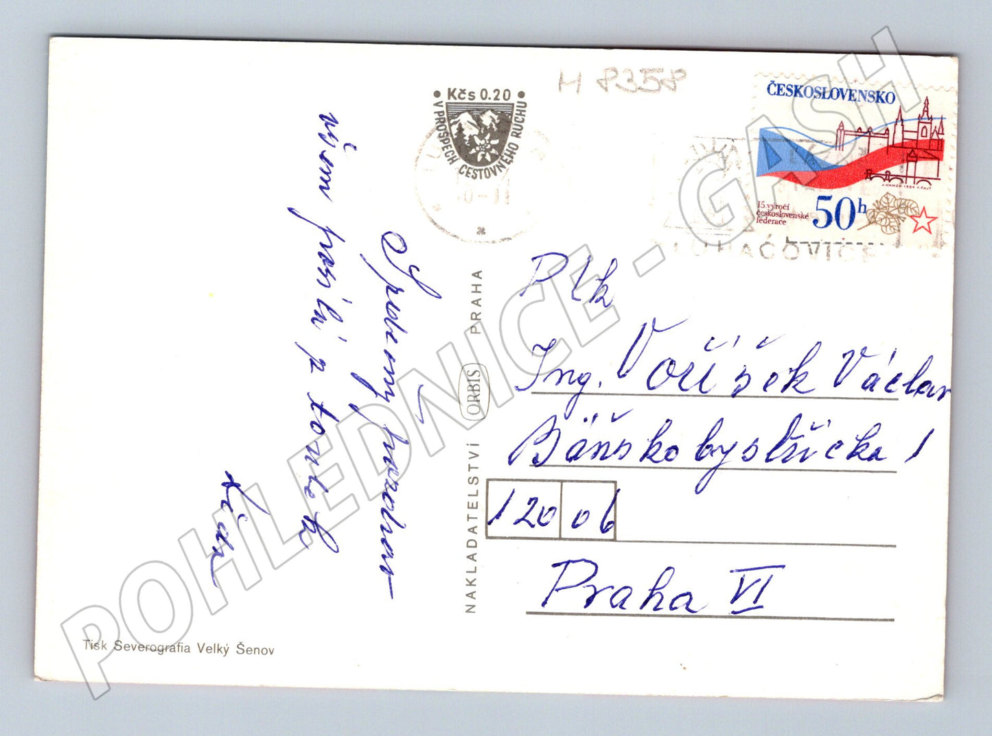 Postcard Súľovské skály sent to Slovakia Orbis Praha (M8358)