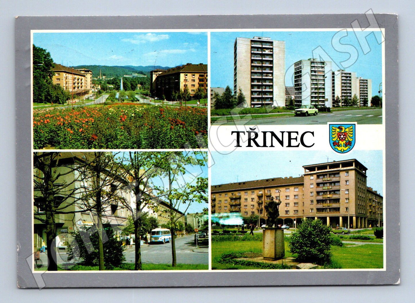 Postcard Třinec multi-view stamp 1971 period motif (M8363)