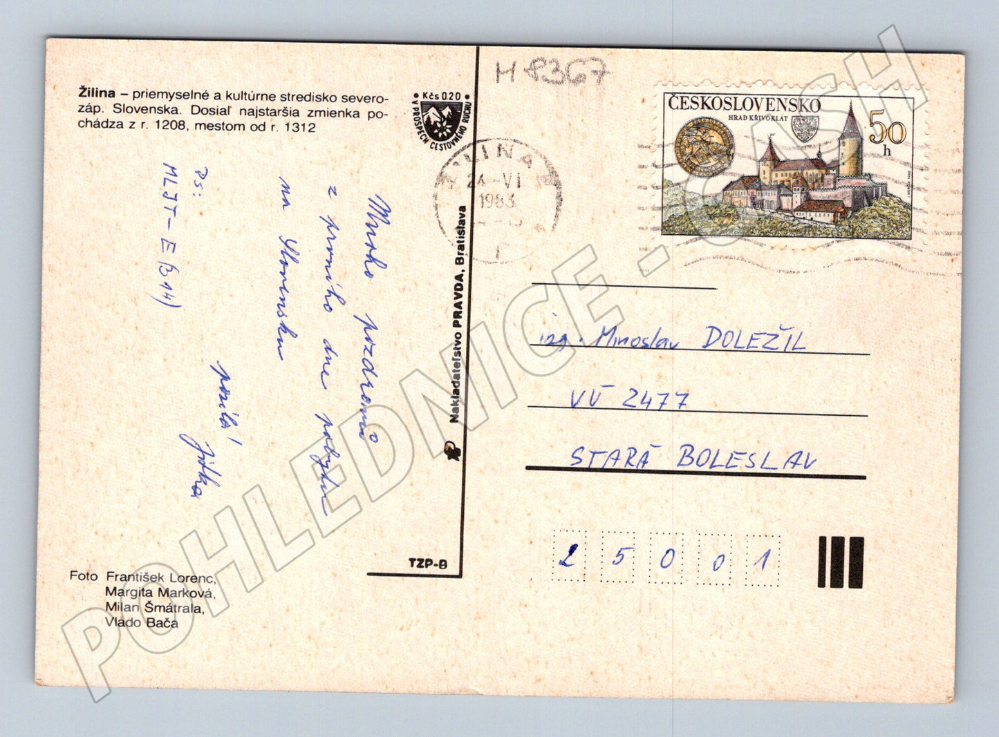 Pohlednice Žilina Slovensko vícepohled razítko 1983 (M8367)