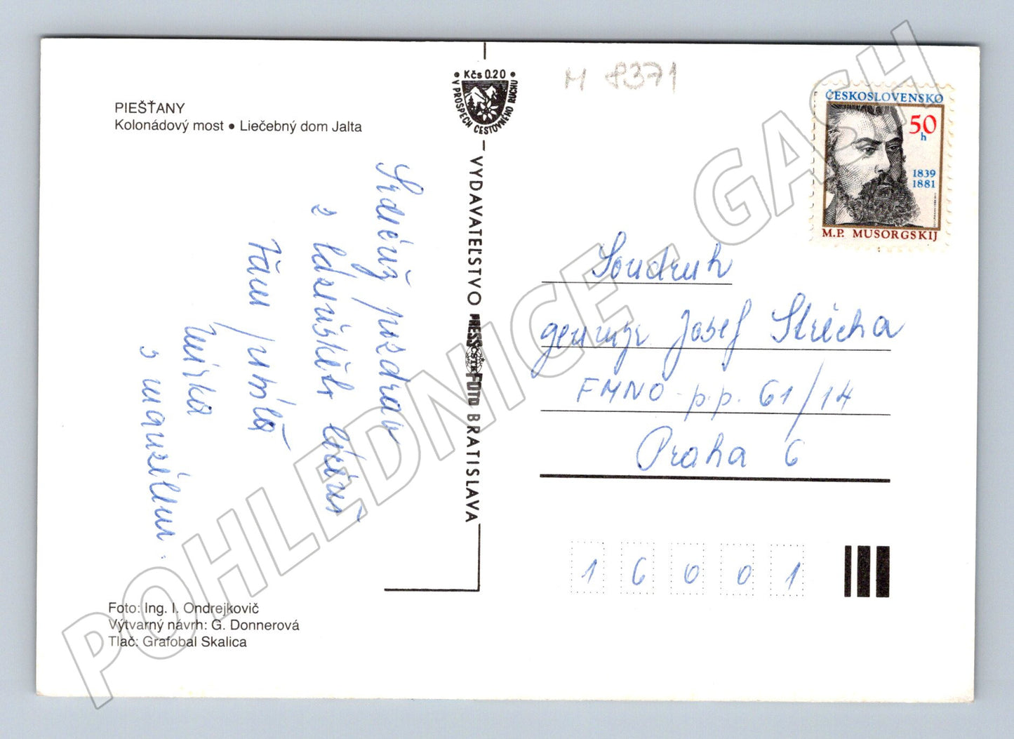 Postcard Piešťany Colonnade Bridge Bathhouse Yalta (M8371)