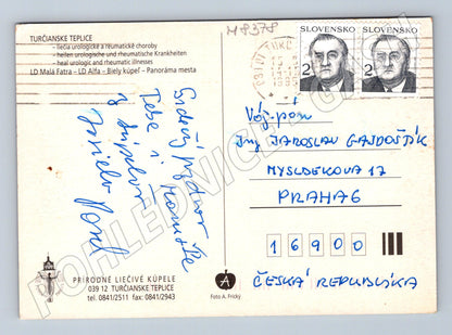 Pohlednice Turčianske Teplice lázně 1993 známky použitá (M8378)