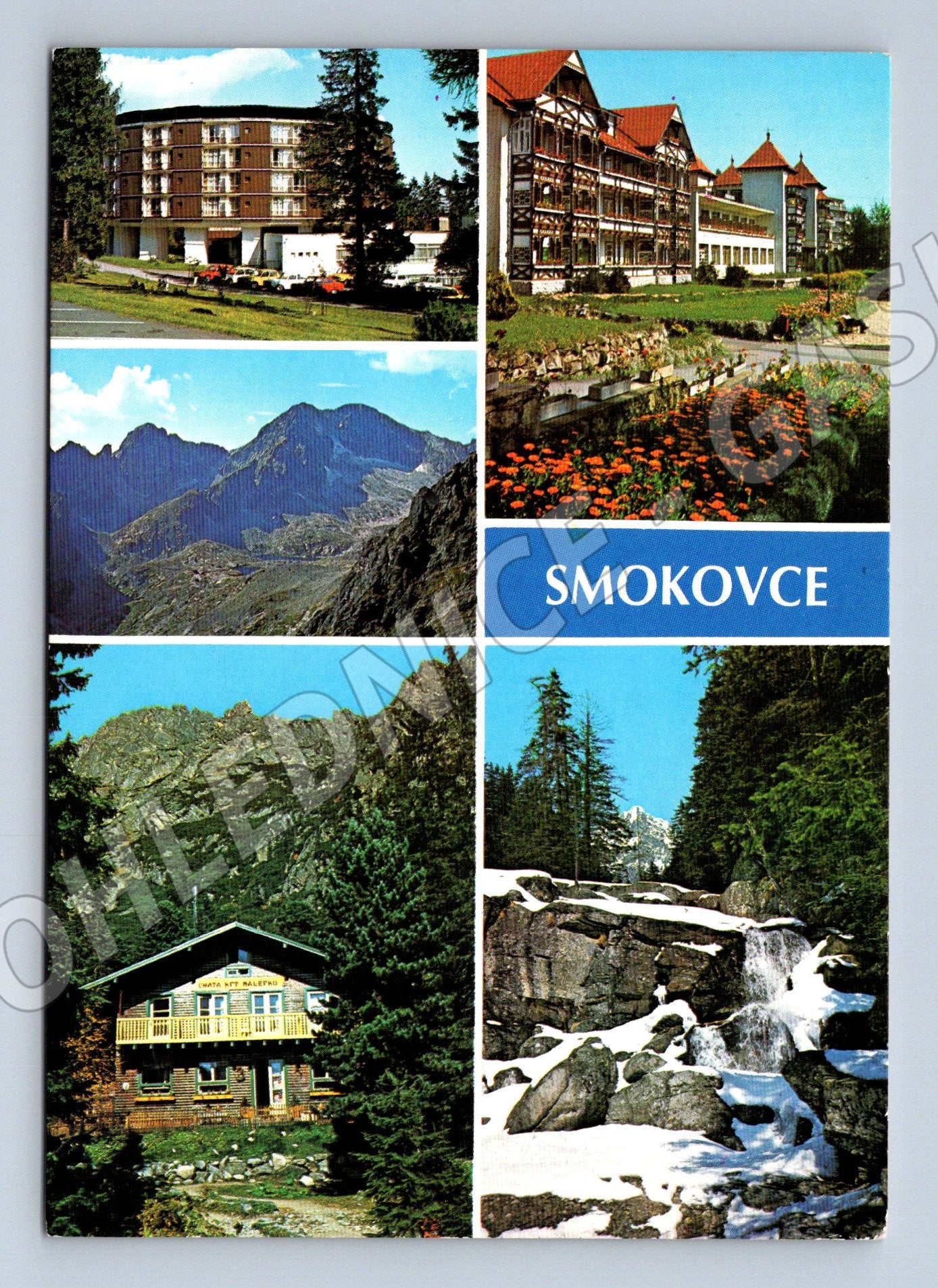 Postcard Smokovec High Tatras multi-view Czechoslovakia stamp (M8383)