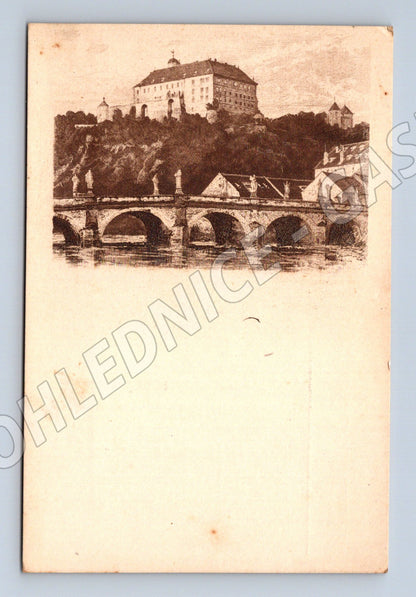 Pohlednice Zámek Náměšť nad Oslavou stará grafika (M8401)