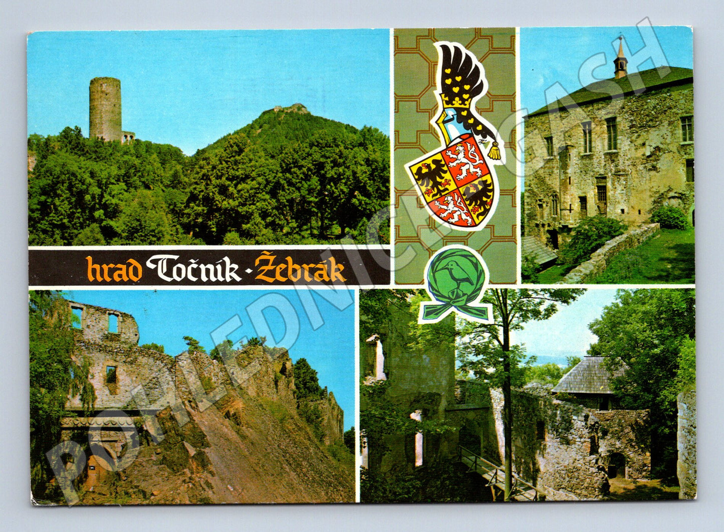 Pohlednice Hrad Točník a Žebrák koláž Československo (M8405)