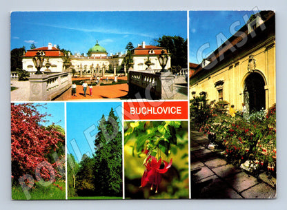 Pohlednice Buchlovice zámek a park odeslaná 1990 (M8408)