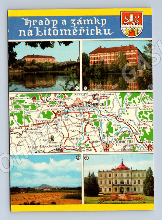 Pohlednice Hrady a zámky Litoměřicko koláž 1988 (M8413)