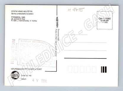 Pohlednice Helfštýn hrad Pyramida 1986 vstupenka pohlednice (M8415)