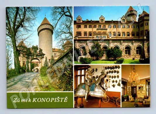 Pohlednice Konopiště zámek exteriér interiér Československo (M8416)
