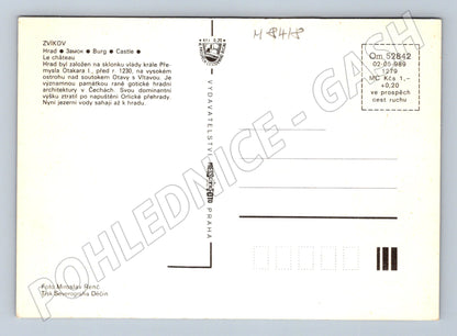Pohlednice Hrad Zvíkov nad soutokem Vltavy a Otavy (M8418)