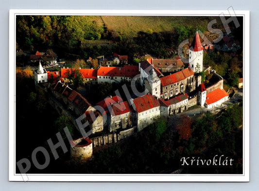 Pohlednice Hrad Křivoklát letecký pohled zaslaná ČR (M8420)