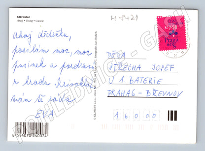 Pohlednice Křivoklát hrad prošlá poštou (M8421)