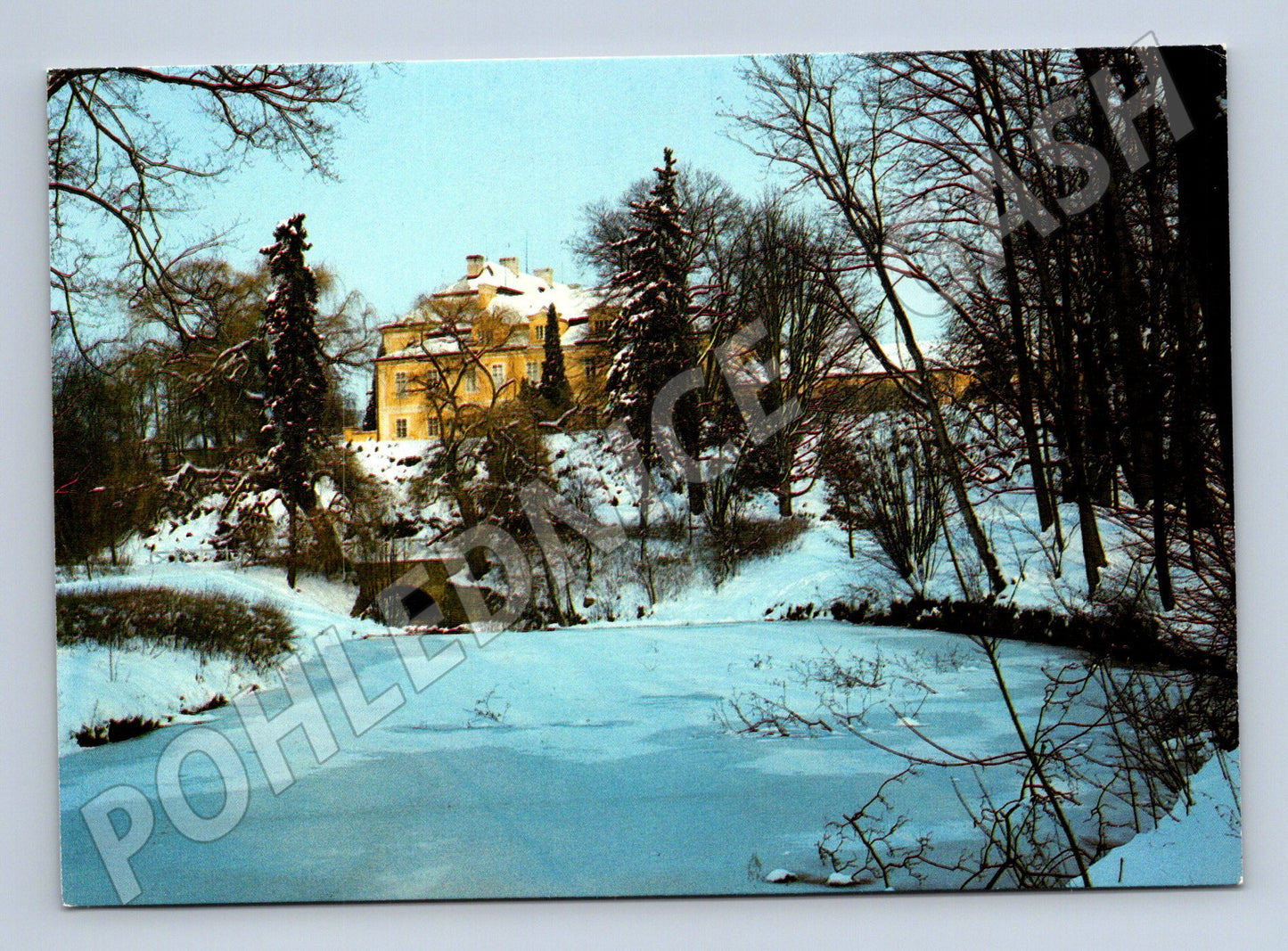 Pohlednice Krásný Dvůr zimní pohled na zámek nepopsaná (M8427)