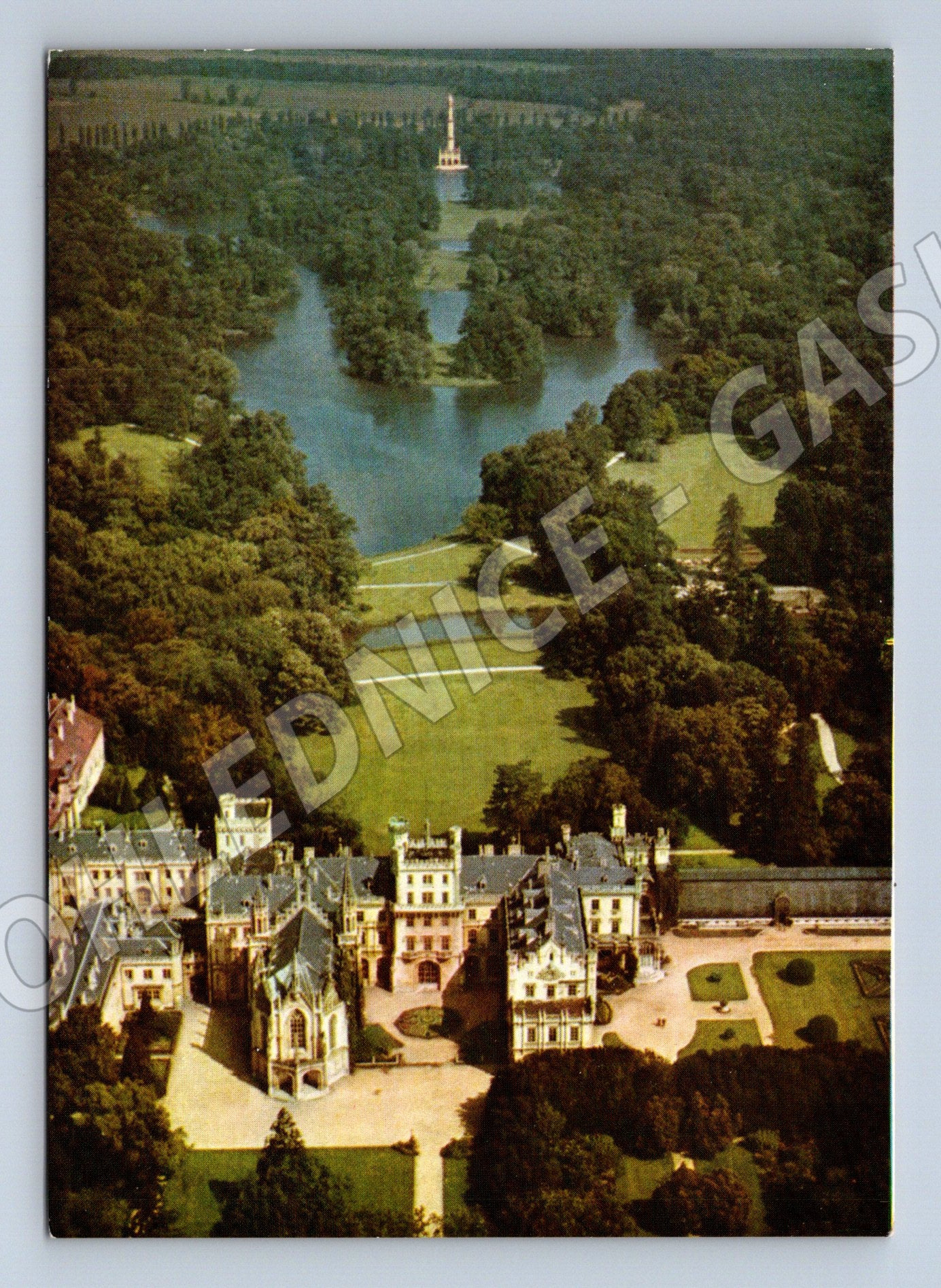 Pohlednice Lednice státní zámek letecký pohled Orbis (M8428)