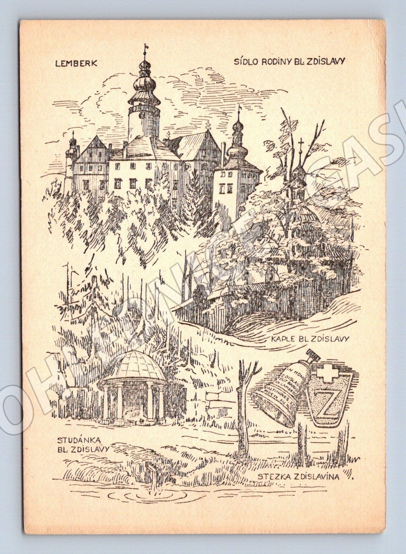 Pohlednice Lemberk sídlo bl Zdislavy stará pohlednice (M8442)