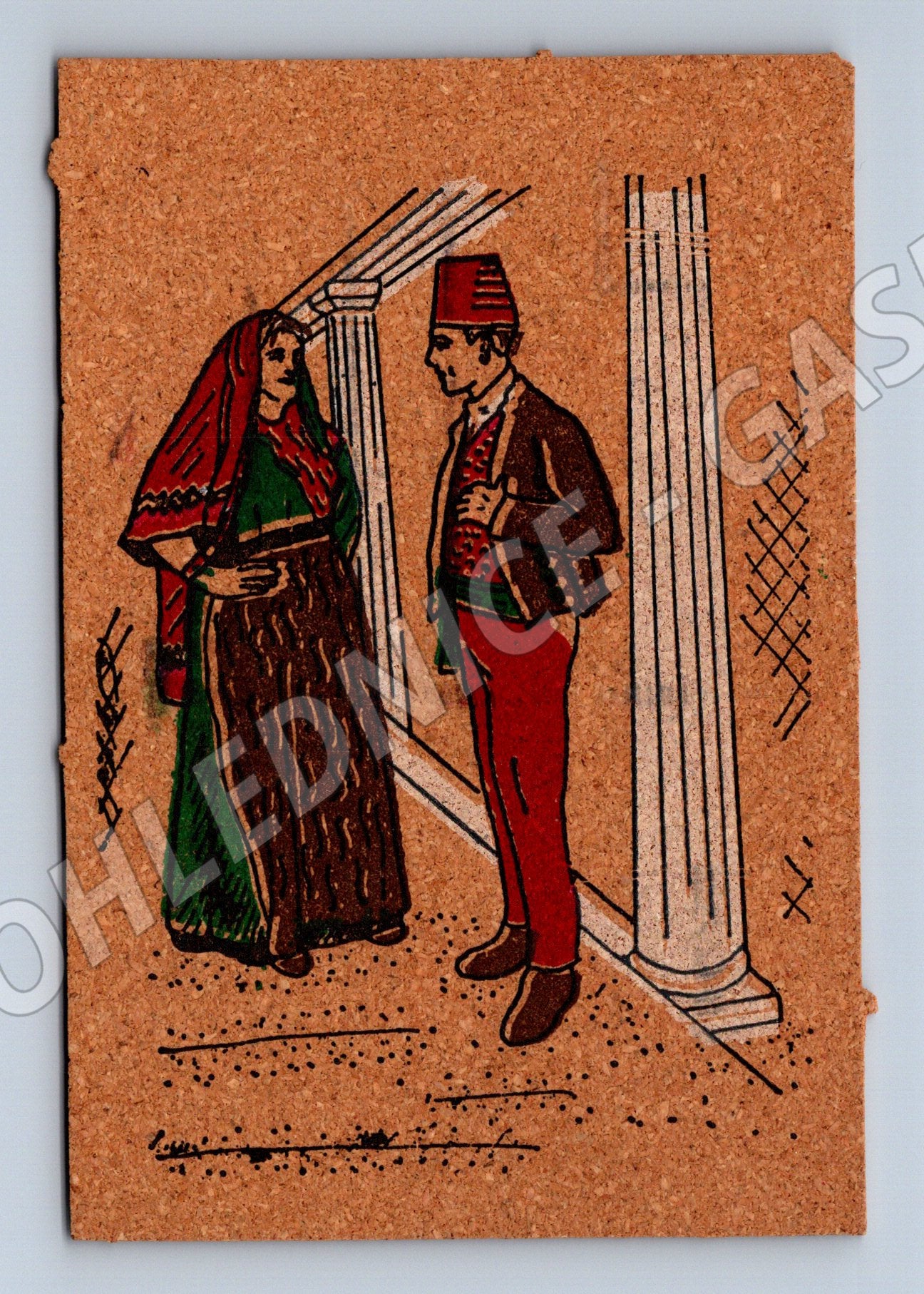 Pohlednice Coppia di Cagliari Sardinie korková etnografie (M8452)