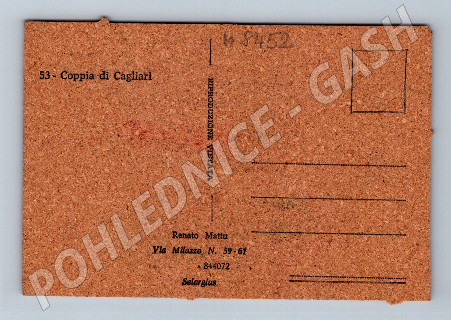 Pohlednice Coppia di Cagliari Sardinie korková etnografie (M8452)