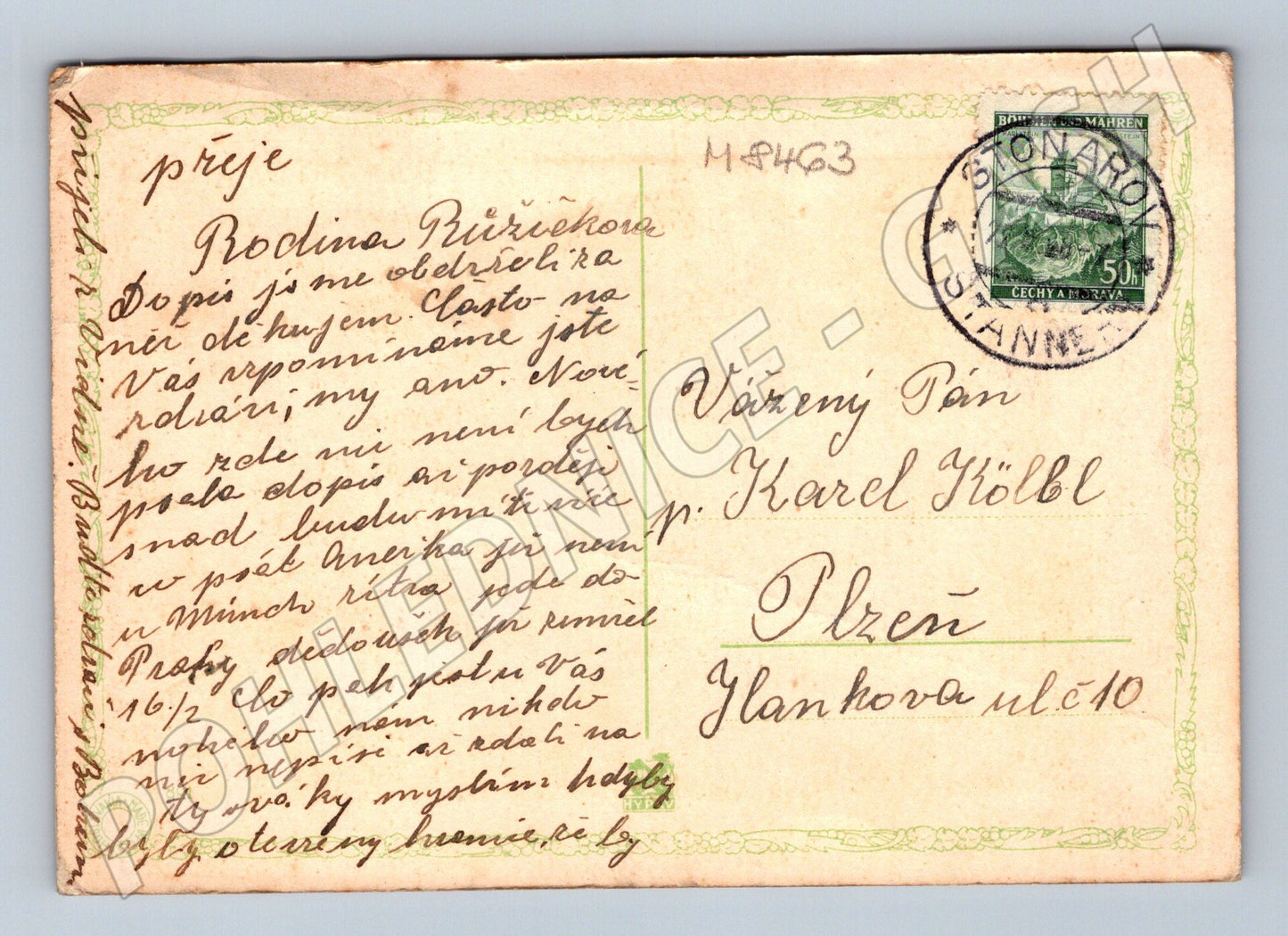 Pohlednice Velikonoční folklor kroje použité razítko Stanovany (M8463)