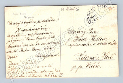 Pohlednice Český kroj pouť ručně psané přání (M8466)