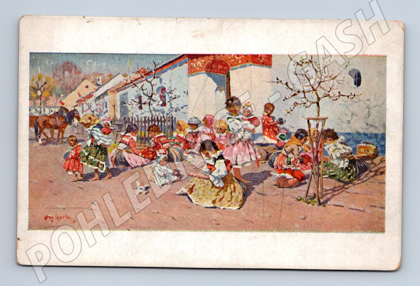 Pohlednice Joža Uprka Jarní zábavy folklor etnografie (M8469)