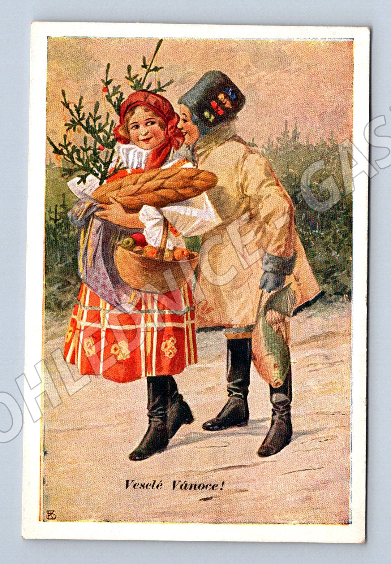 Pohlednice Vánoční pohlednice lidový motiv K Šimůnek (M8471)