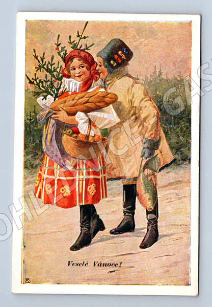 Pohlednice Vánoční pohlednice lidový motiv K Šimůnek (M8471)