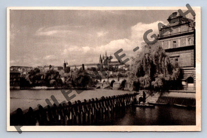 Pohlednice Praha Karlův most a Hrad Orbis malý formát (M848)