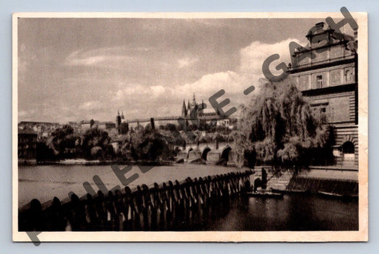 Pohlednice Praha Karlův most a Hrad Orbis malý formát (M848)