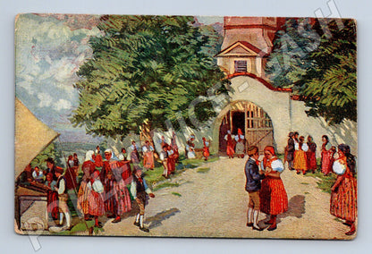 Pohlednice Pouť na Chodsku Josef Strnad etnografická (M8482)