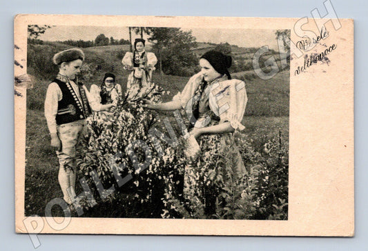 Pohlednice Velikonoční 1947 kroje tradice etnografie (M8483)