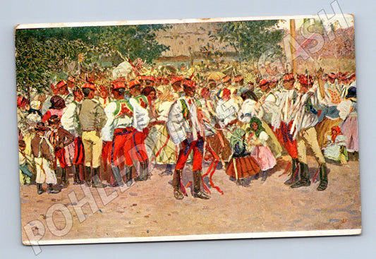 Pohlednice Lanštorfské hody Joža Uprka 1915 etnografie (M8488)